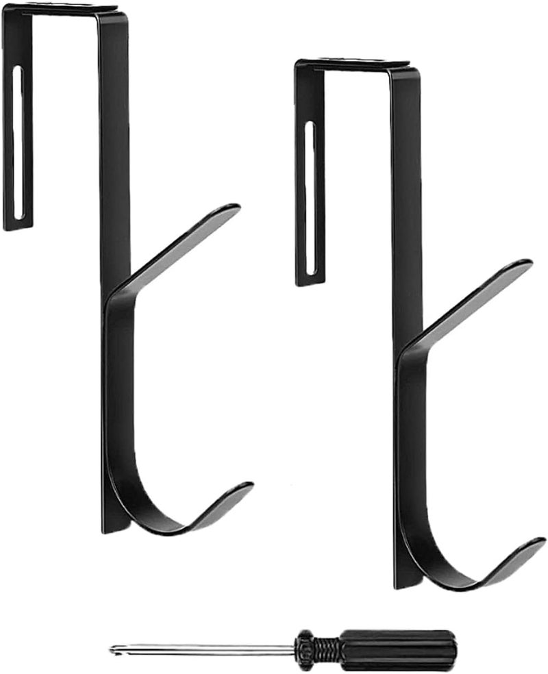 UtySty 2 Pack Coat Hooks Cubicle Wall Mount Double Hook Sturdy Adjustable Over Door Hanger for Cubicle Panel Partition Hanging Hats Bag Backpack Hoodie Sweater Jacket Purse Bathroom Bedroom Office - Image 1
